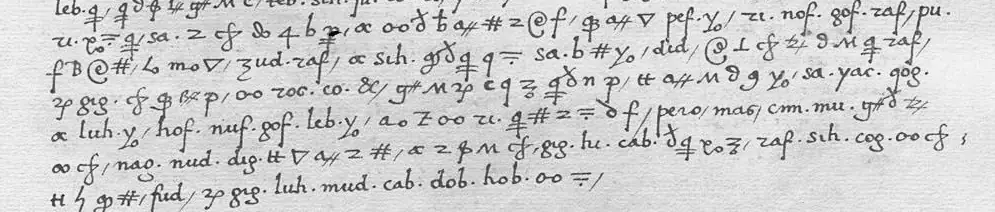Lines 31–32 of image 5 of letter D, of May 1521, in cipher, with fud. ringed and the cipher for “verdadero remedio” underlined