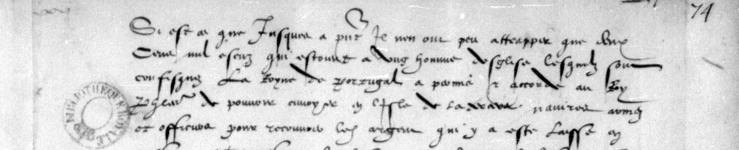 The first five lines of the decipherment of letter 40, in a formal hand: Si est ce que jusques a present ilz n’en ont peu attrapper que deux cens mil escuz…
